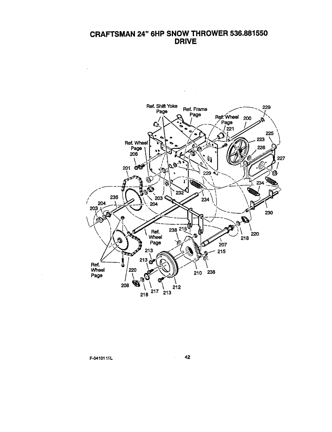 Craftsman 536.88155 operating instructions Craftsman 24 6HP Snow Thrower 536.681550 Drive, 236, 218 207 