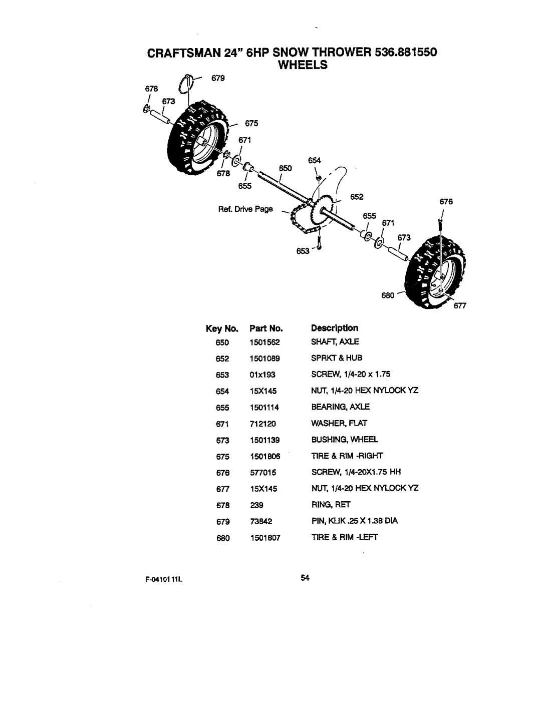 Craftsman operating instructions Craftsman 24 6HP Snow Thrower 536.881550 Wheels 