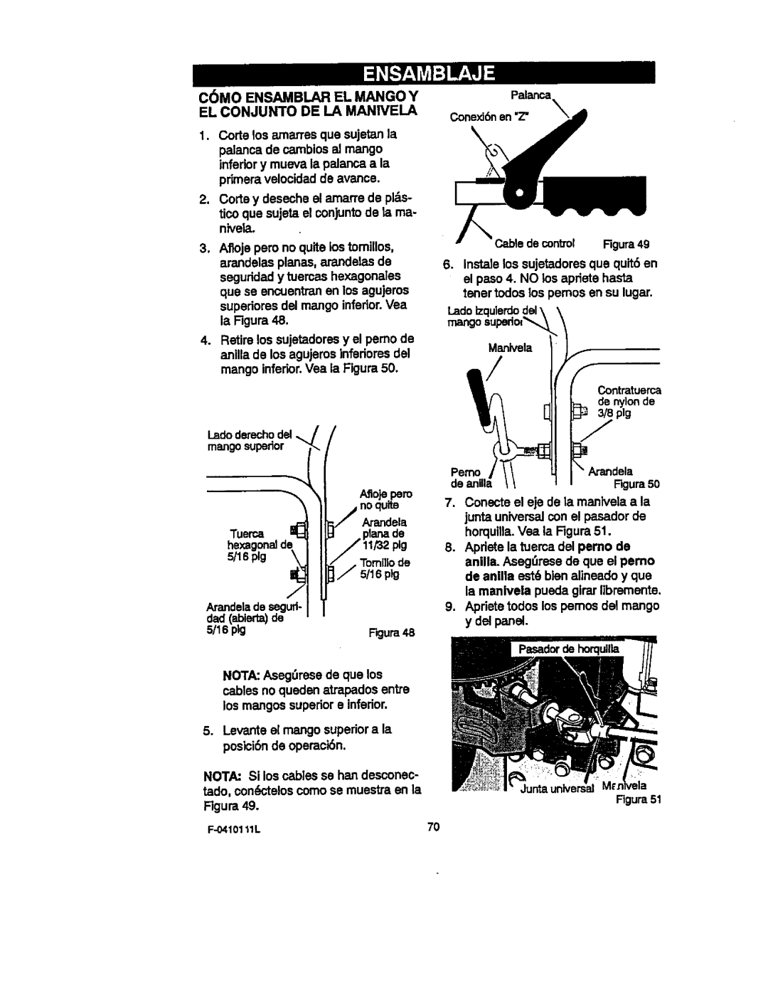 Craftsman 536.88155 operating instructions C6MO Ensamblar EL Mango Y EL Conjunto DE LA Manivela 