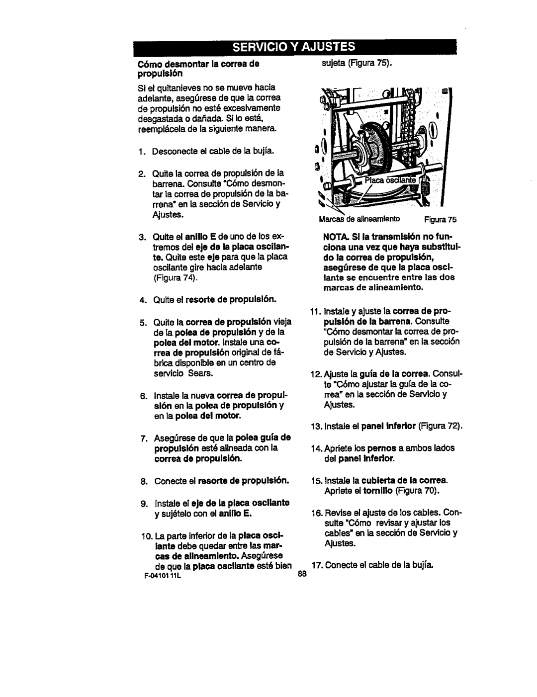 Craftsman 536.88155 operating instructions Mamas de alinearnlento Figure 