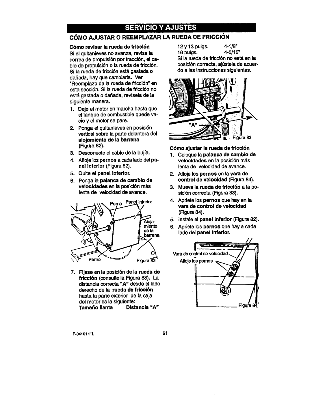 Craftsman 536.88155 operating instructions C6MO Ajustar 0 Reemplazar LA Rueda DE Friccin 