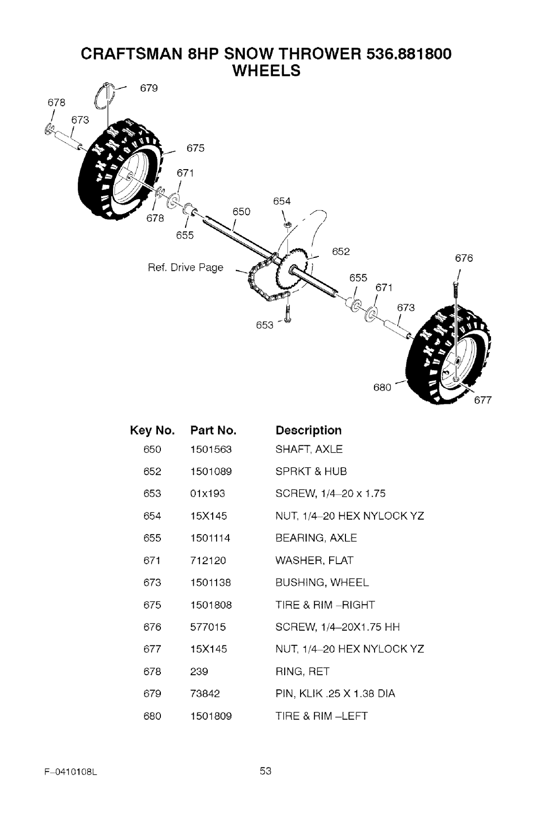 Craftsman 536.8818 manual 678 