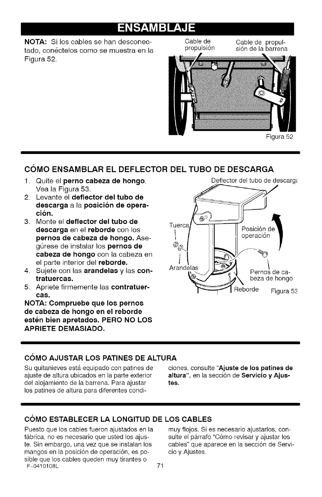 Craftsman 536.8818 manual Como Ensamblar EL Deflector, DEL Tubo DE Descarga, Apriete Demasiado 