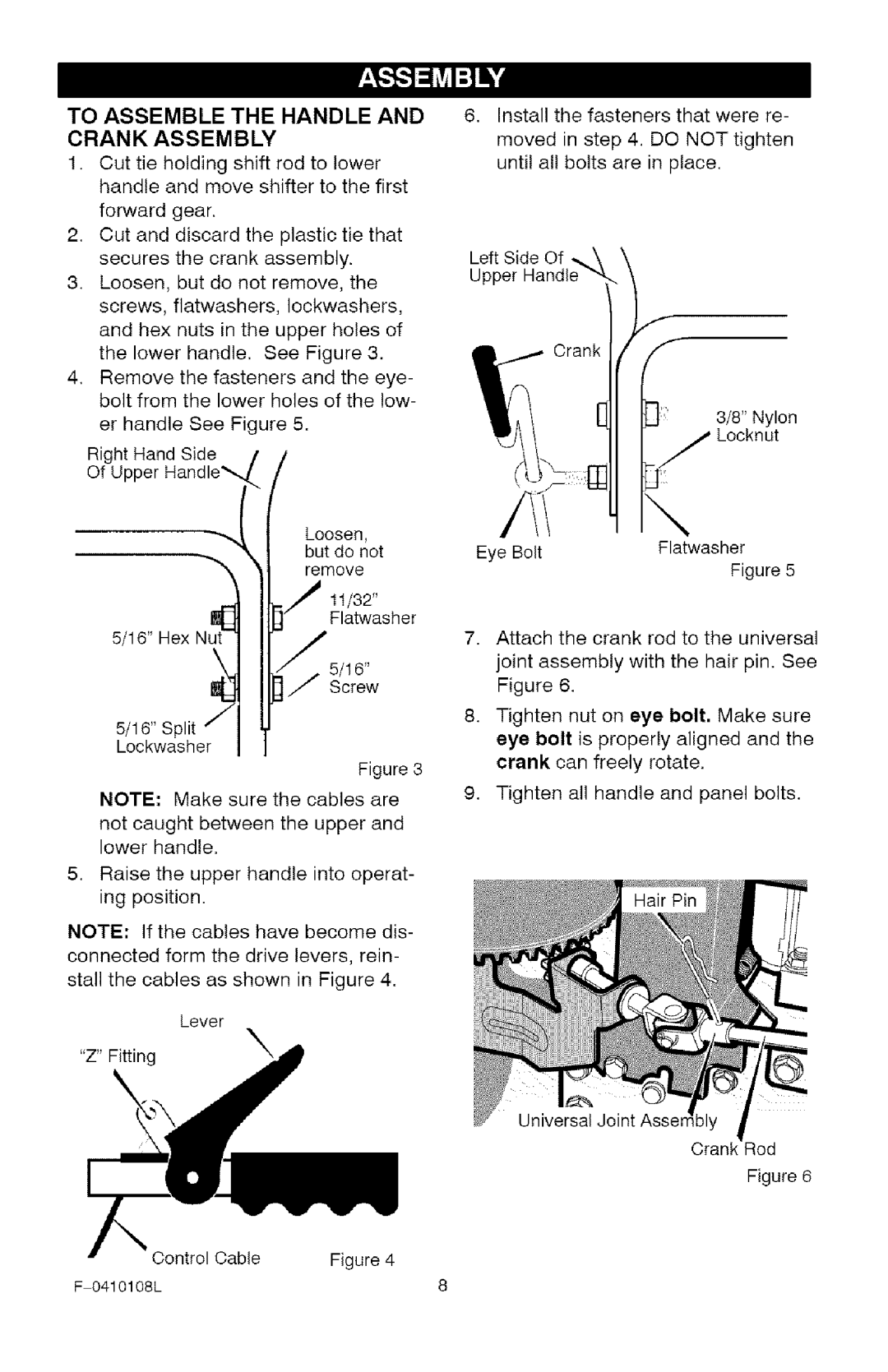 Craftsman 536.8818 manual To Assemble the Handle and Crank Assembly 