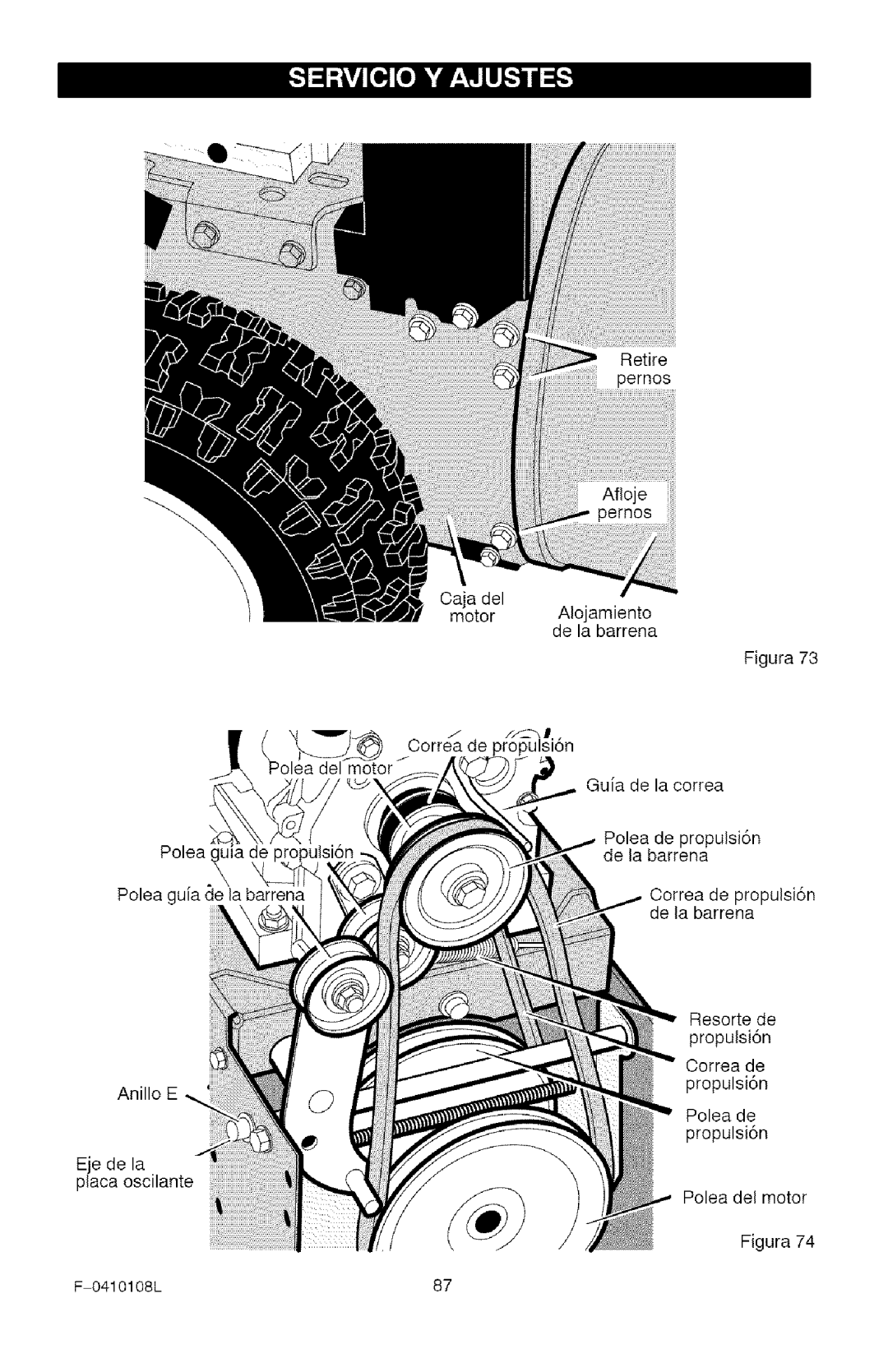 Craftsman 536.8818 manual Retire Oaja del Motor AIojamiento de la barrena 