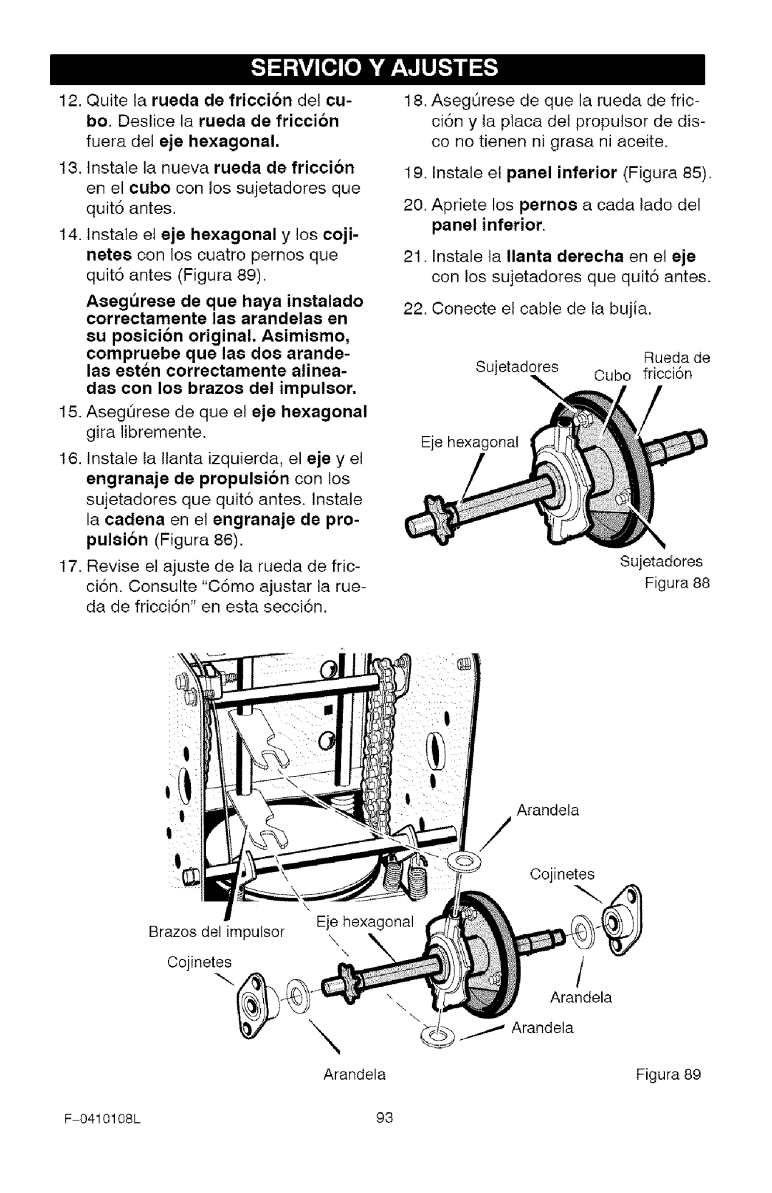 Craftsman 536.8818 manual Figura Arandela Cojinetes 