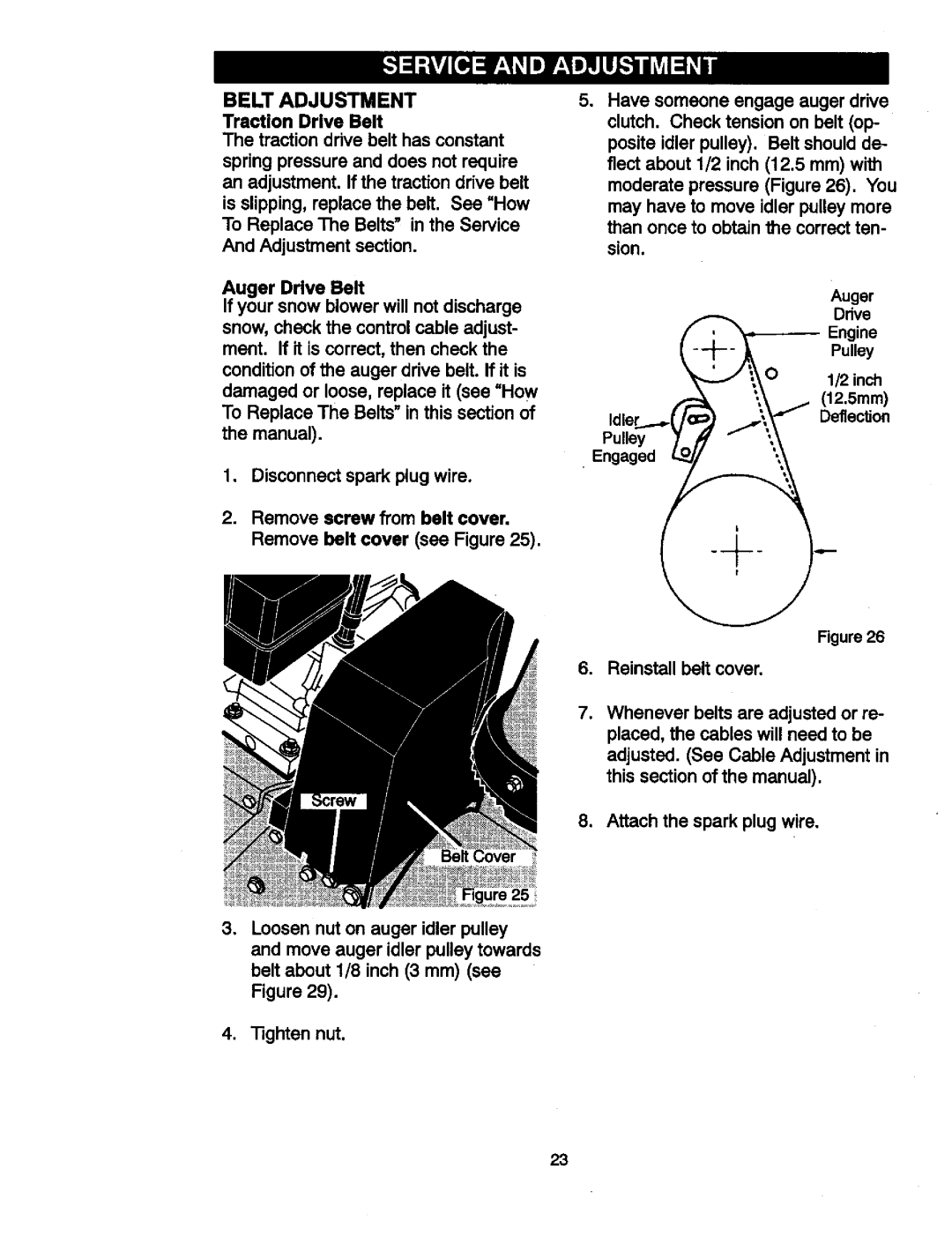 Craftsman 536881851 manual Belt Adjustment, Traction Drlve Belt 