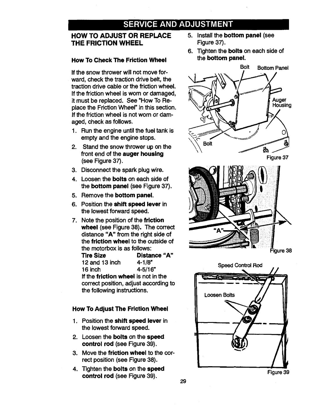 Craftsman 536881851 manual HOW to Adjust or Replace the Friction Wheel 