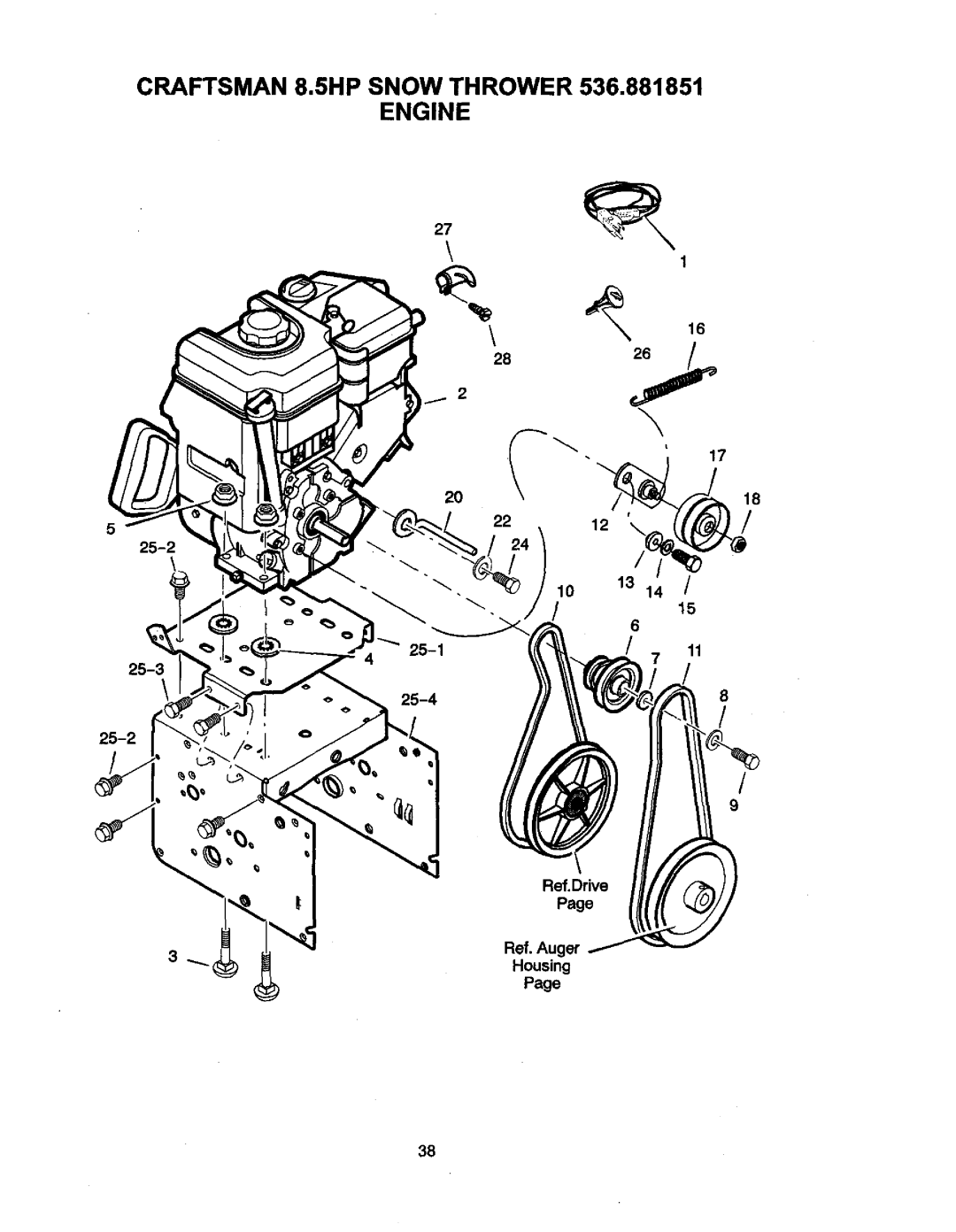 Craftsman 536881851 manual Craftsman 8.5HP Snow Thrower Engine 