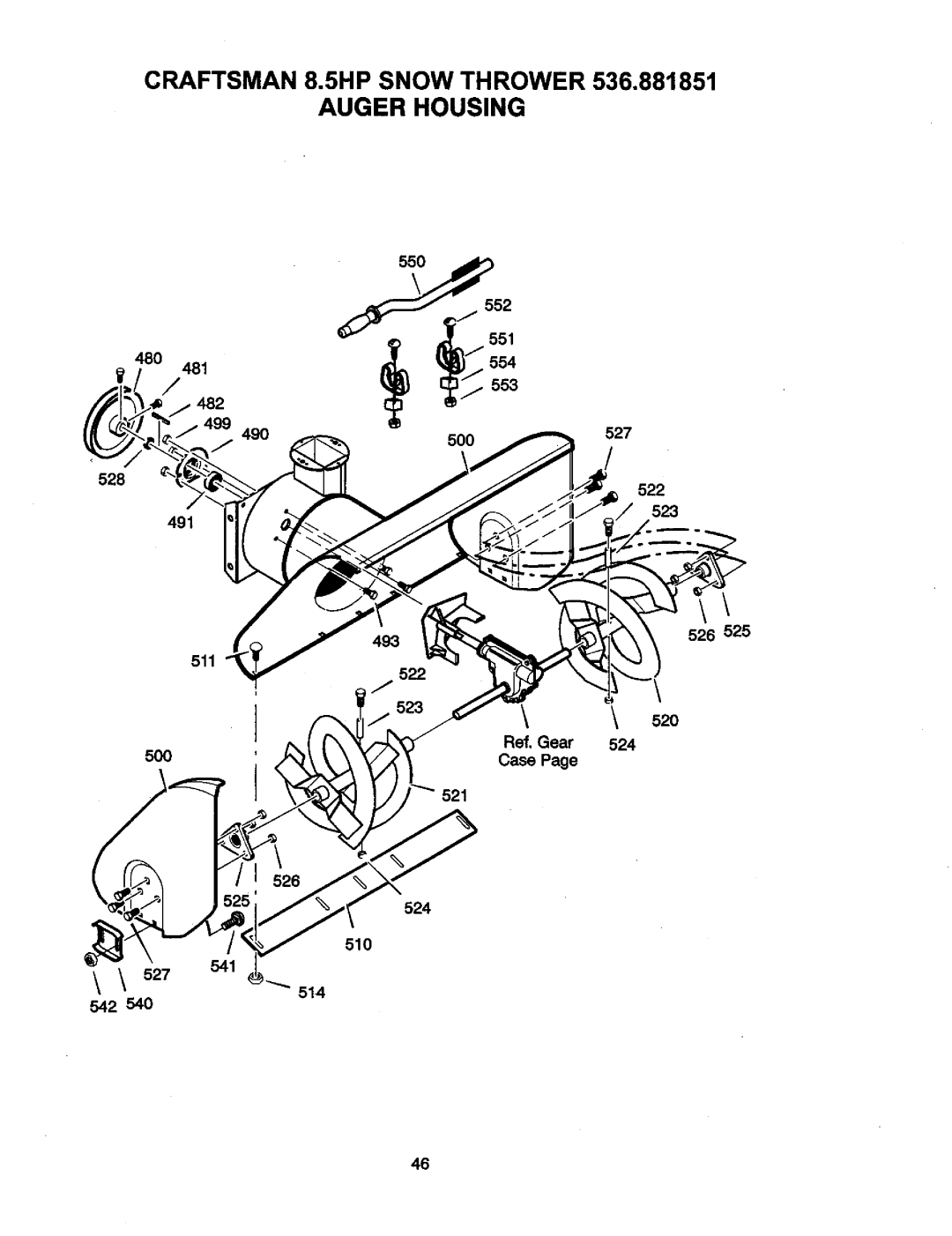 Craftsman 536881851 manual Craftsman 8.5HP Snow Thrower Auger Housing 