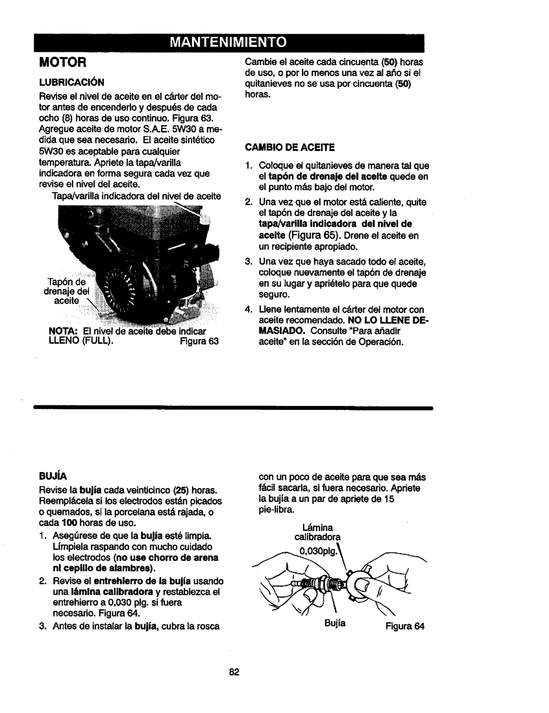 Craftsman 536881851 manual Motor, Lubricacin 