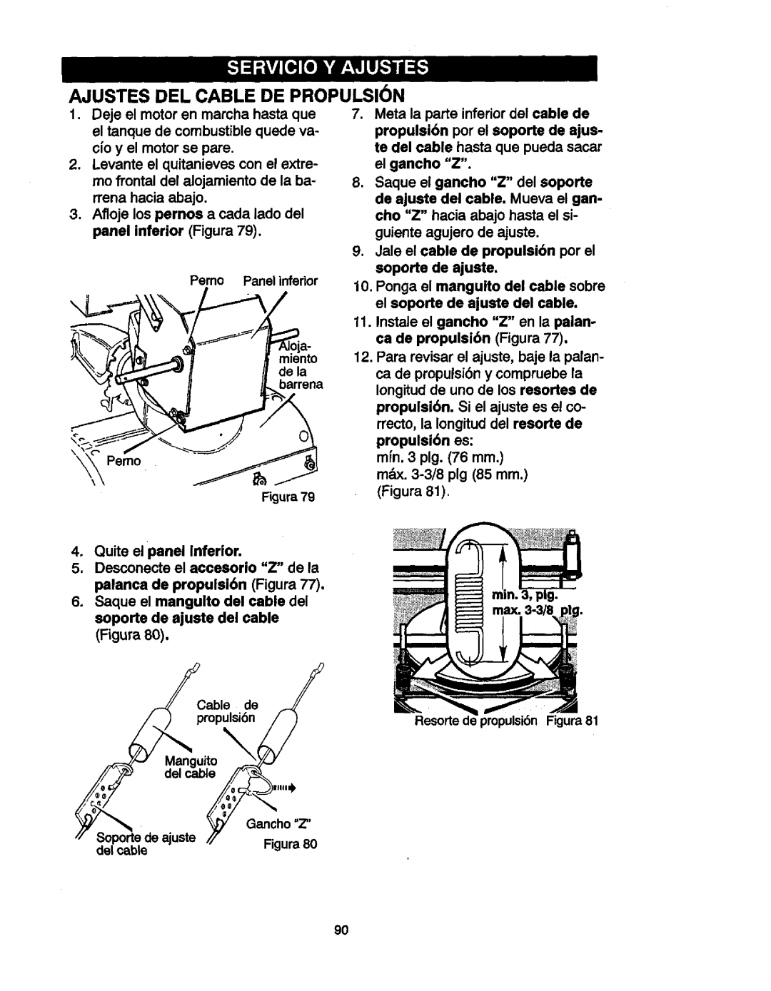 Craftsman 536881851 manual Ajustes DEL Cable DE Propulsicn 