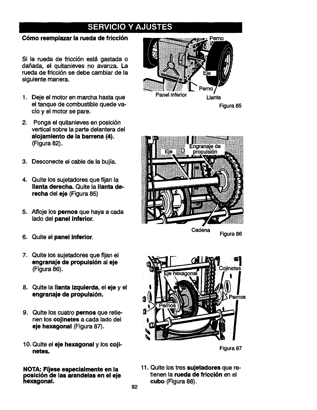 Craftsman 536881851 manual C6mo reemplazar la rueda de fricci6n 