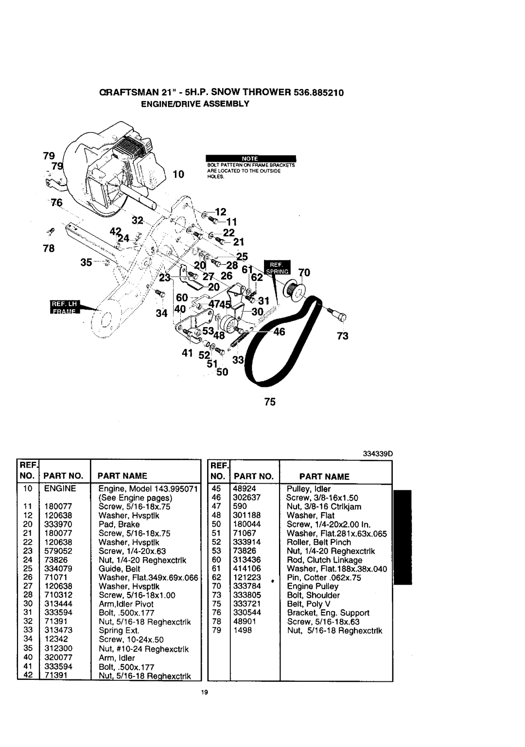 Craftsman 536.88521 operating instructions Oraftsman 21 5H.P. Snow Thrower, ENGINE/DRIVE Assembly, Part Name 