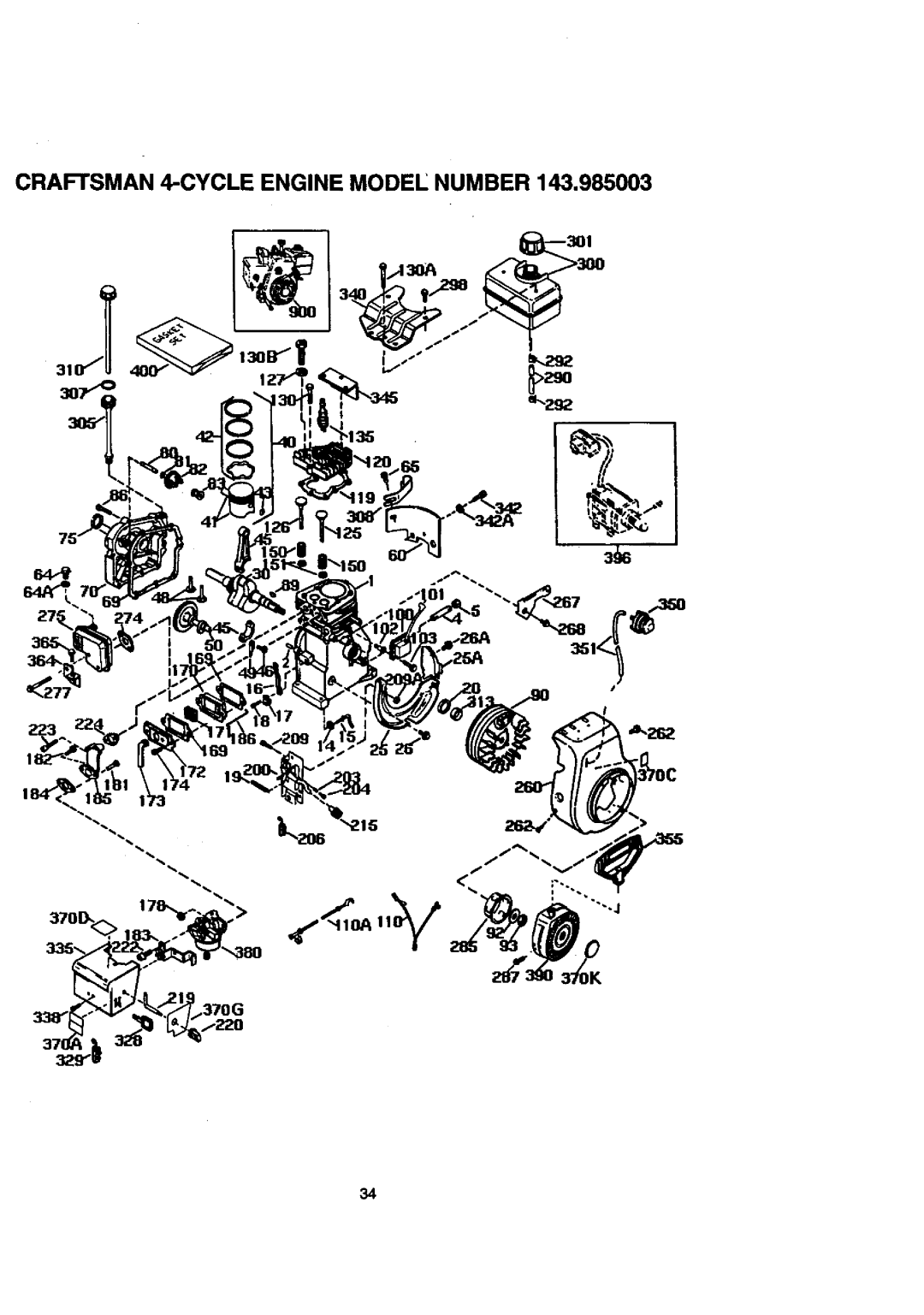 Craftsman 536.88614 manual Craftsman 4-CYCLE Engine Modee Number 