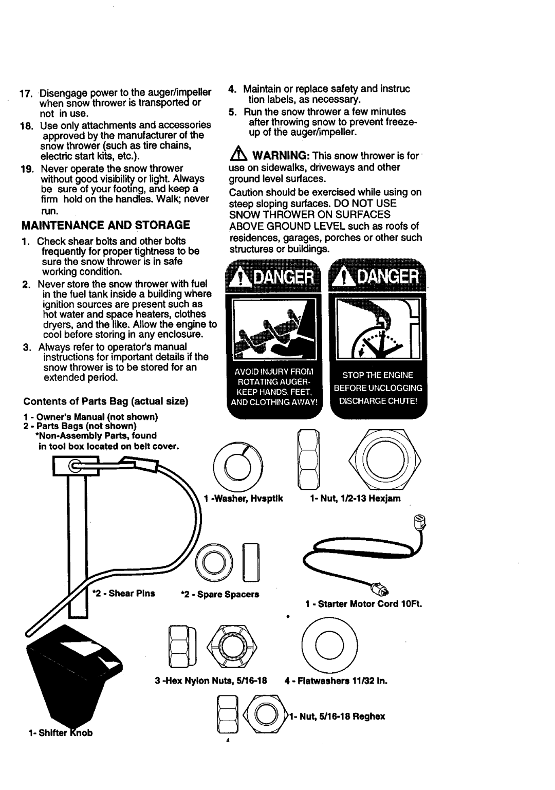 Craftsman 536.88614 manual Maintenance Andstorage, Extended period 