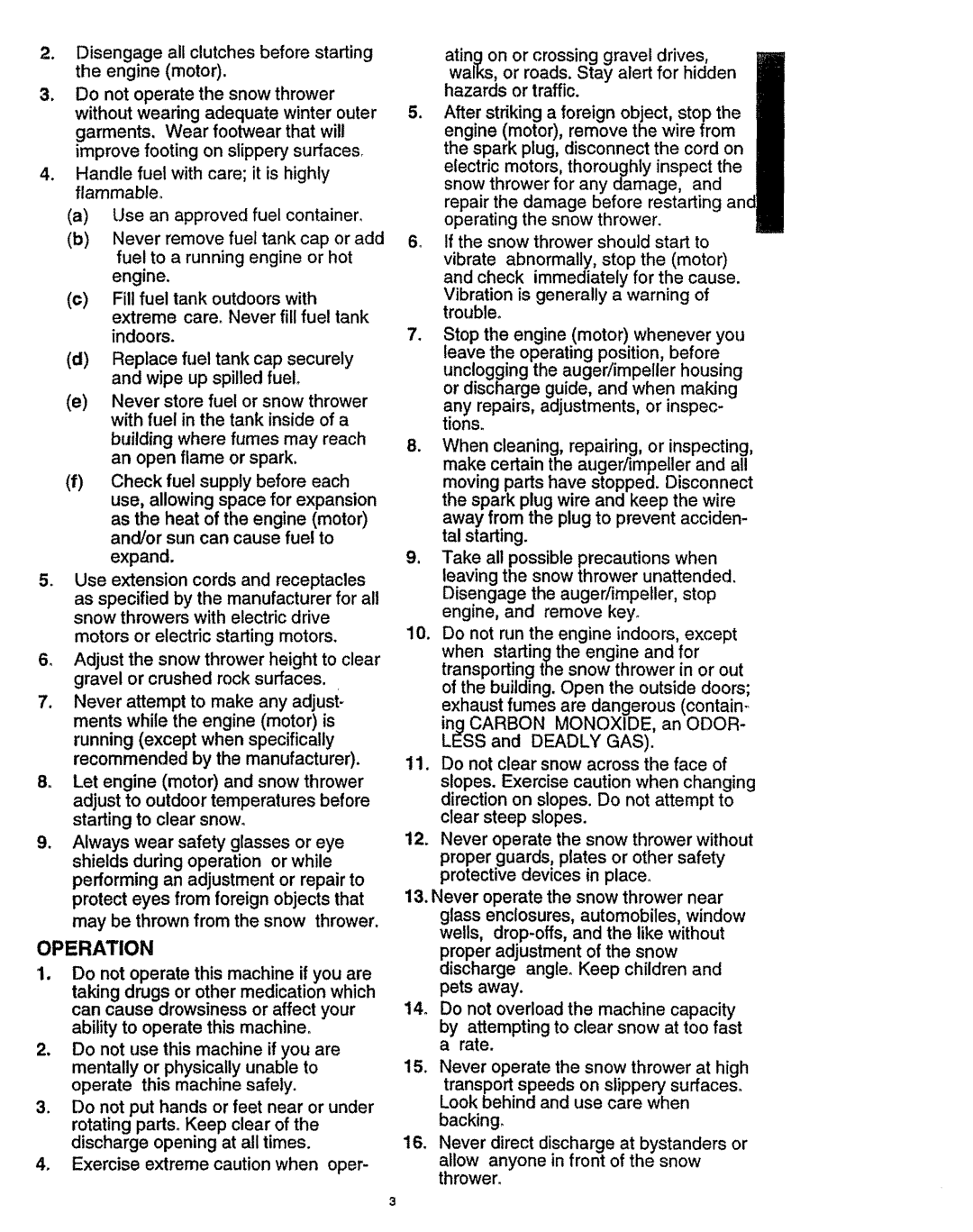 Craftsman 536.886141 manual Operation 