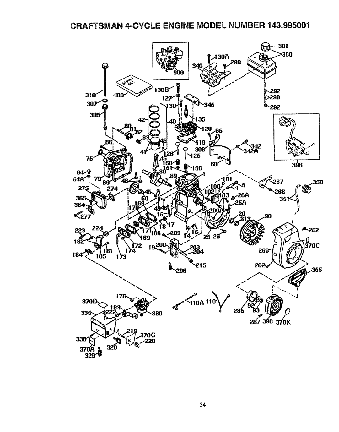 Craftsman 536.886141 manual Craftsman 4-CYCLE Engine Model Number 