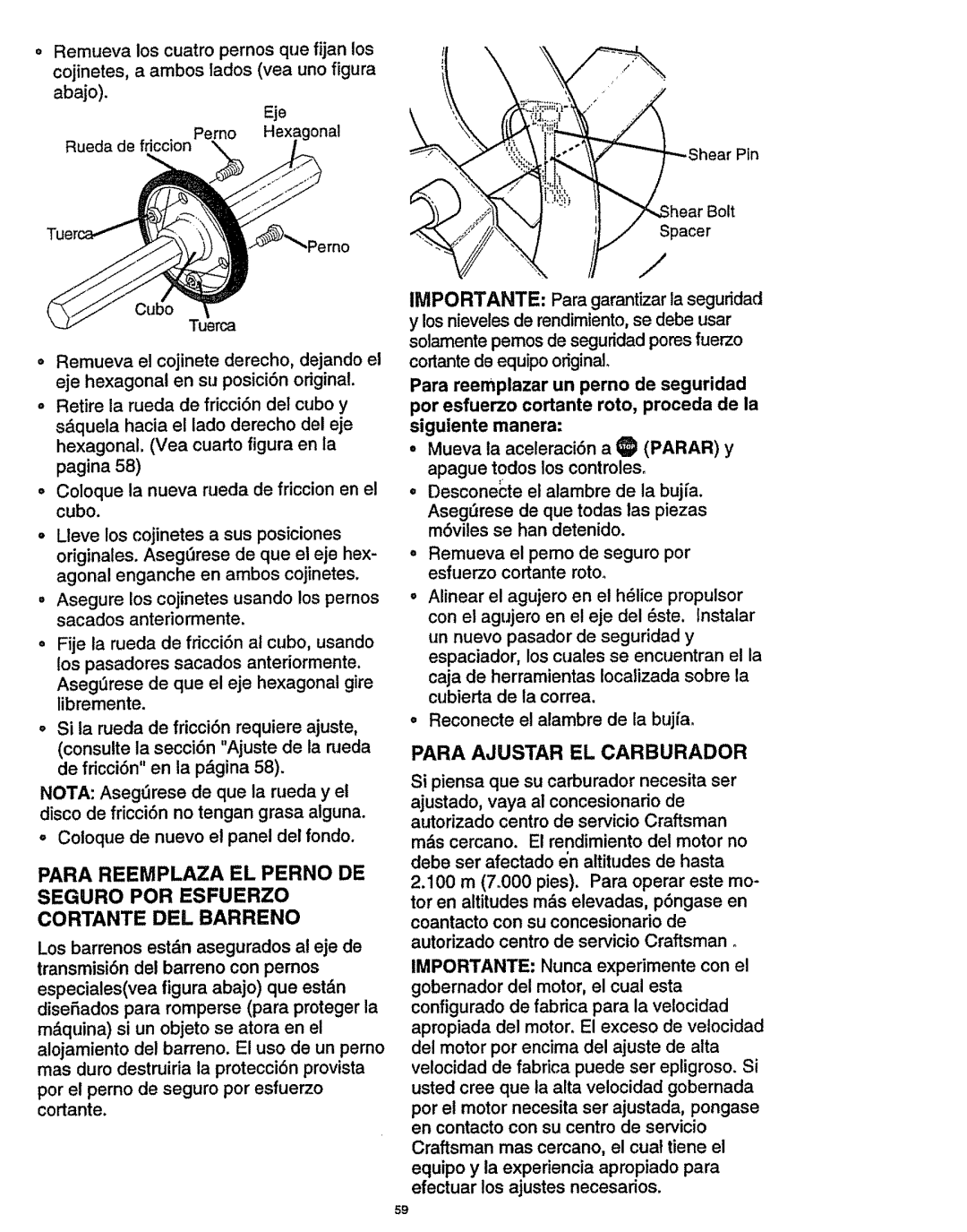 Craftsman 536.886141 manual Para Ajustar EL Carburador, Cortante de equipo 