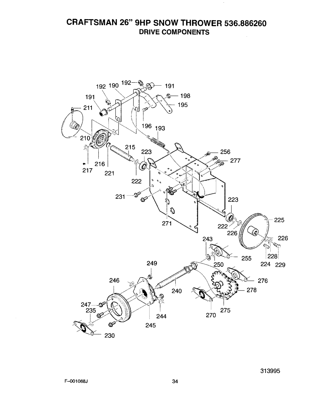 Craftsman operating instructions Craftsman 26 9HP Snow Thrower 536.886260 Drive Components 