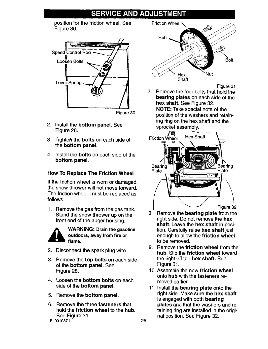 Craftsman 536.88644 manual How To Replace The Friction Wheel 