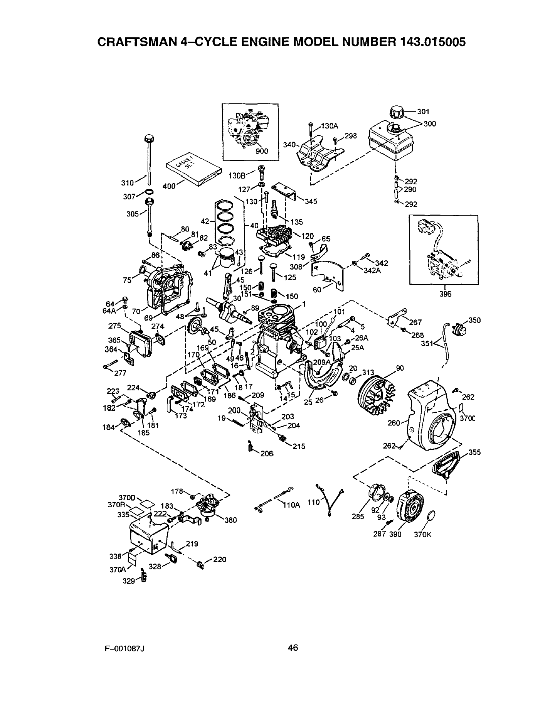 Craftsman 536.88644 manual Craftsman 4-CYCLE Engine Model Number 