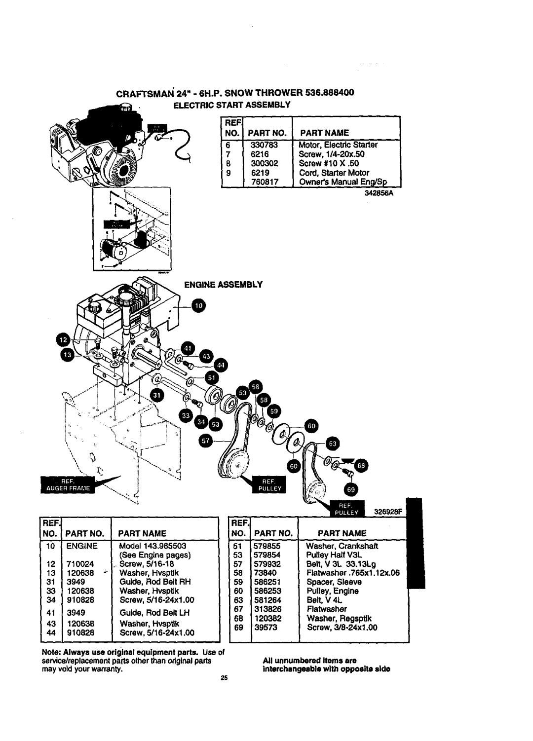 Craftsman 536.8884 manual Electric Start Assembly Part Name, Engine Assembly Part Name 