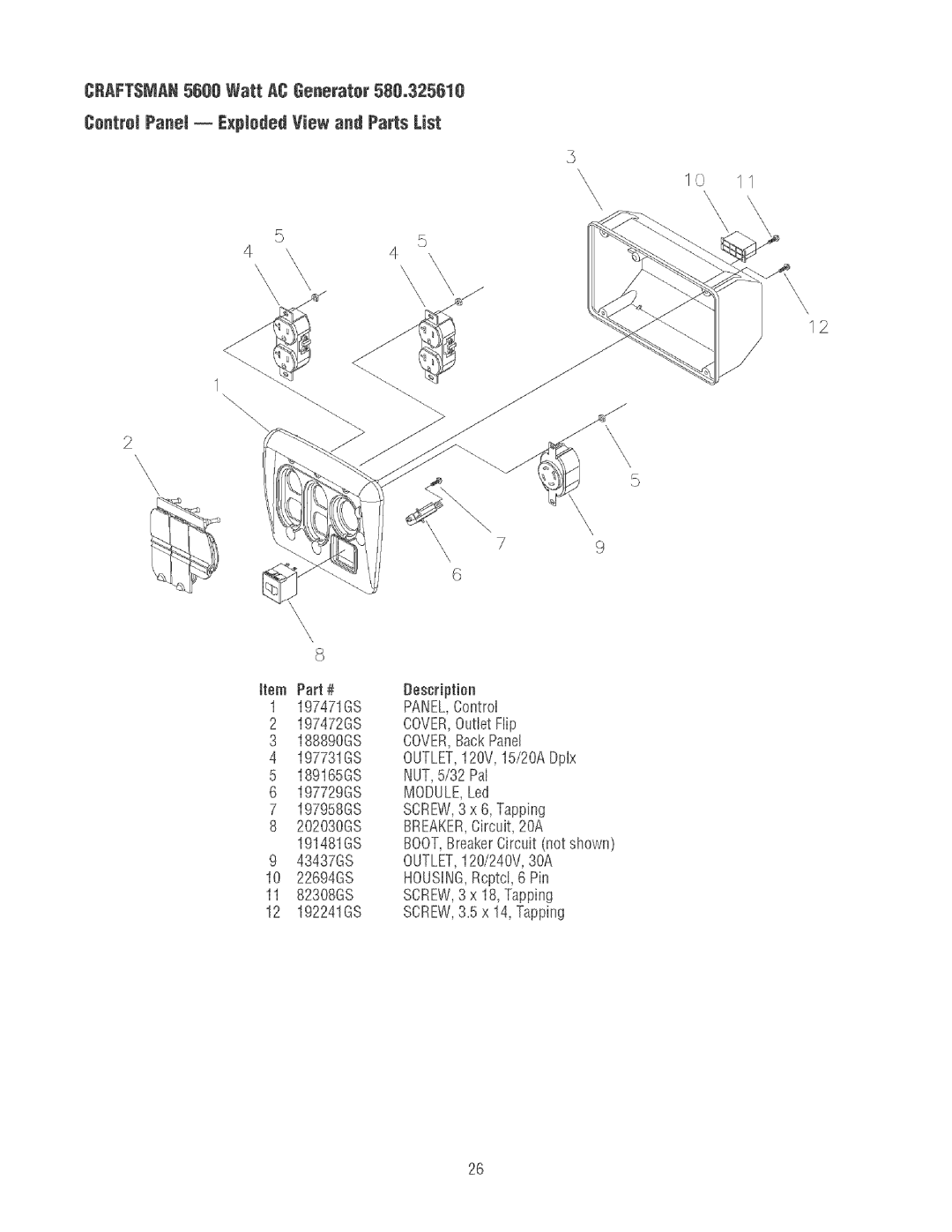 Craftsman 580.32561 operating instructions 