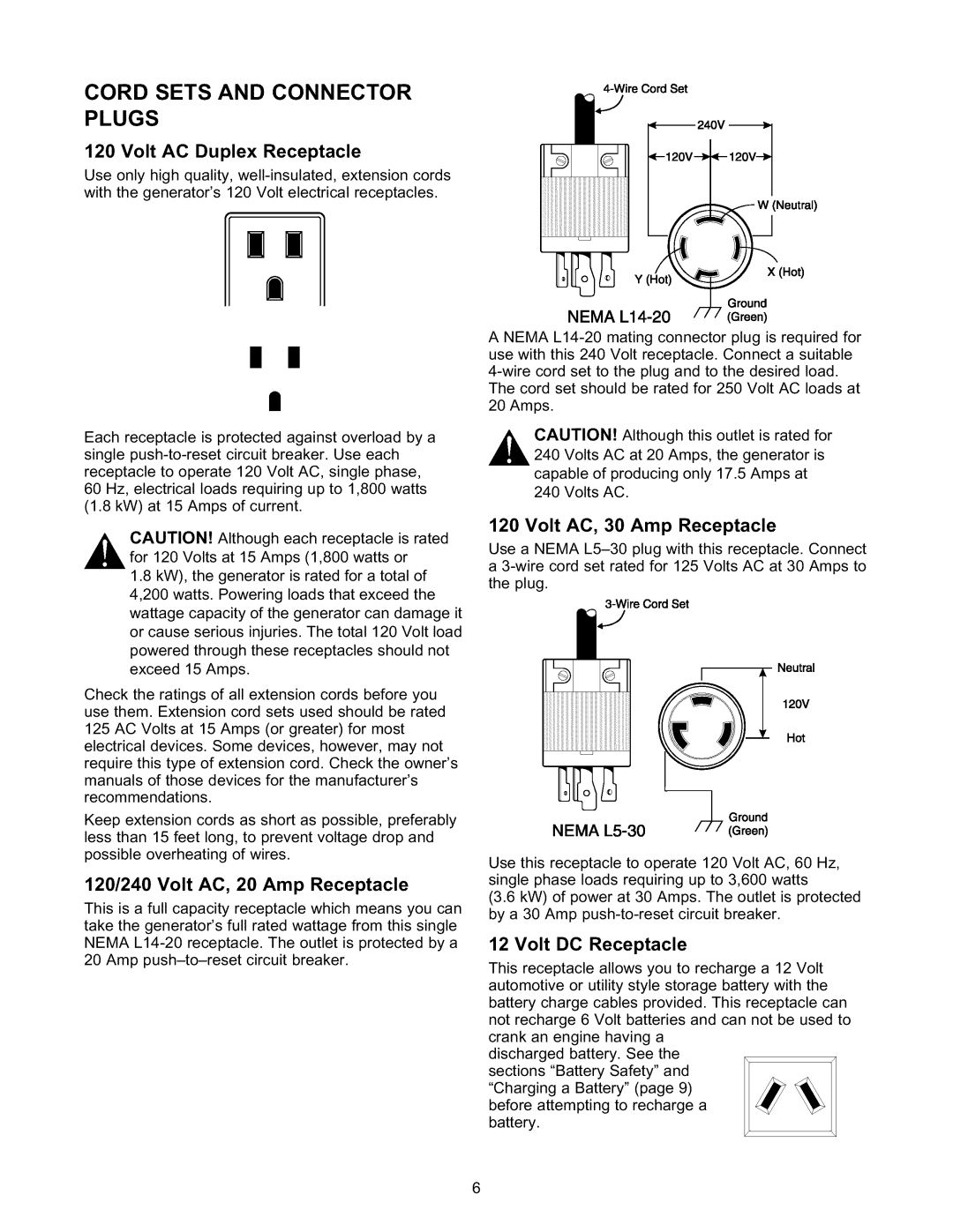 Craftsman 580.327141 Cord Sets and Connector Plugs, Volt AC Duplex Receptacle, 120/240 Volt AC, 20 Amp Receptacle 