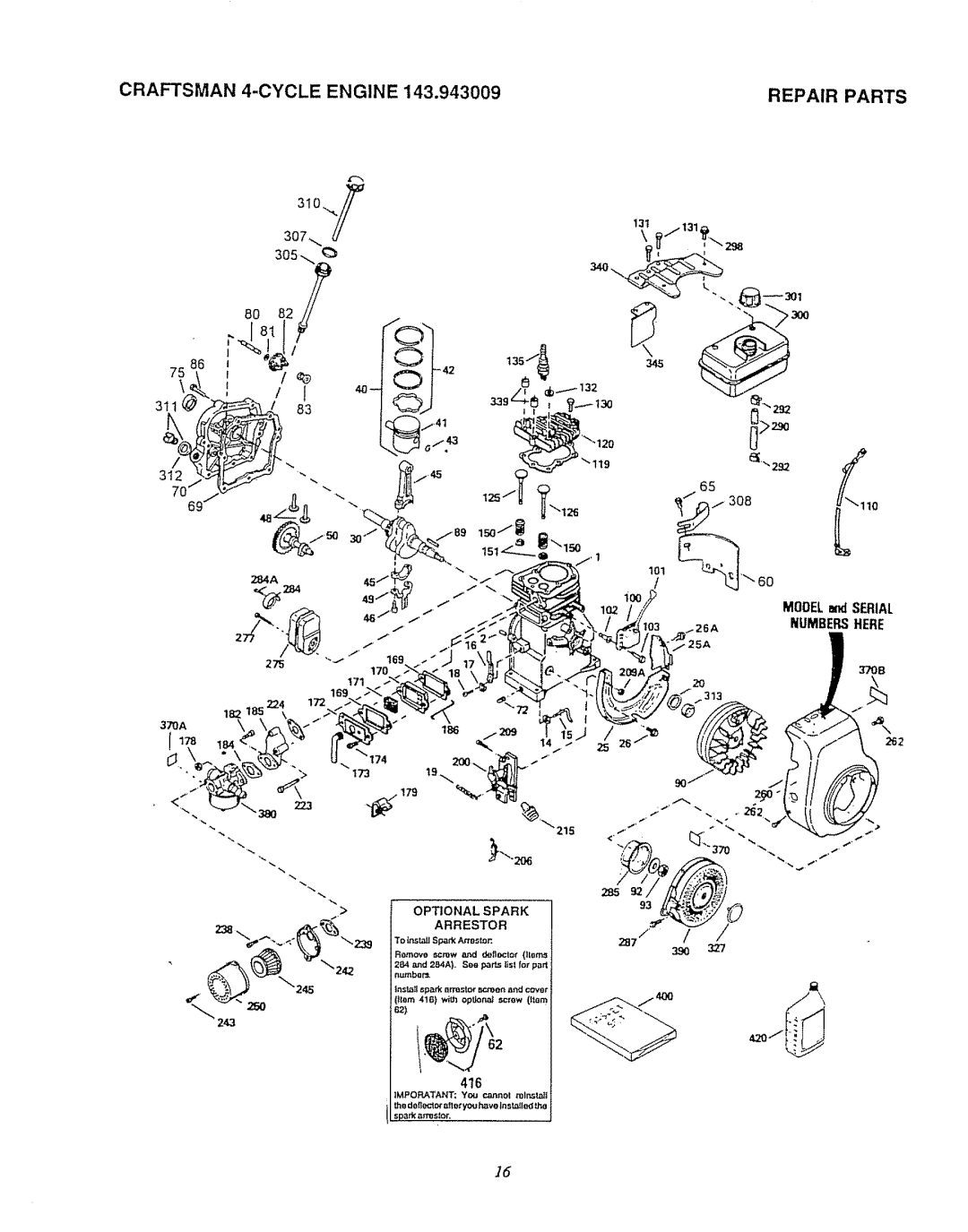 Craftsman 580.7471 owner manual Craftsman 4-CYCLE Engine Repair Parts, 3tl, MOOELendSERIAL, Numbershere 