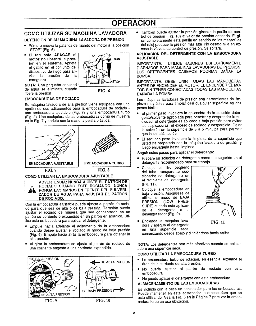 Craftsman 580.7471 Como Utilizar SU Maquina Lavadora, Detencion DE SU Maquina Lavadora DE Presion, Fun, Ajustable 