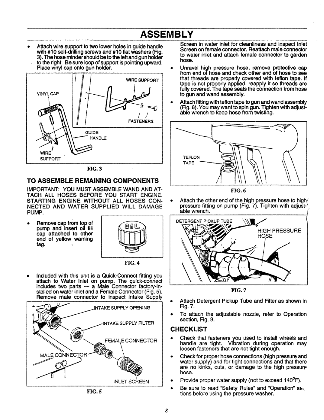 Craftsman 580.751651 owner manual Assembly, Checklist 