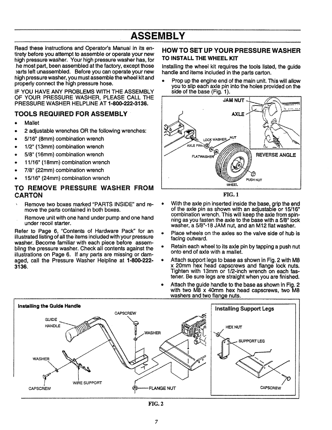 Craftsman 580.751651 owner manual Tools Required For Assembly, To Remove Pressure Washer From Carton 