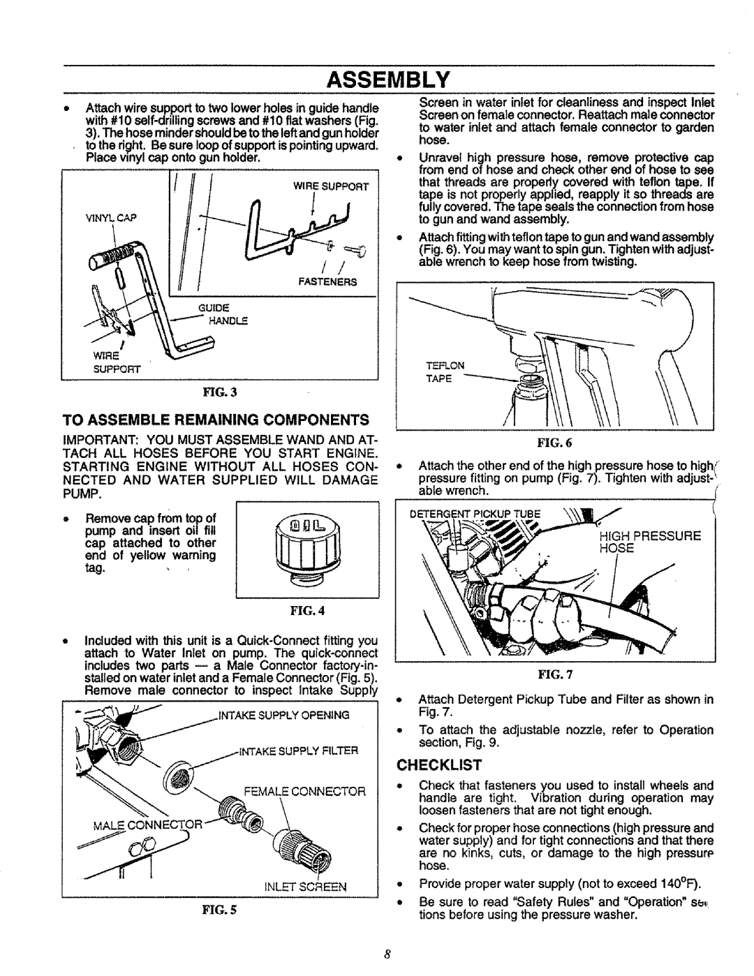 Craftsman 580.751651 owner manual Assembly, Checklist, Fig 