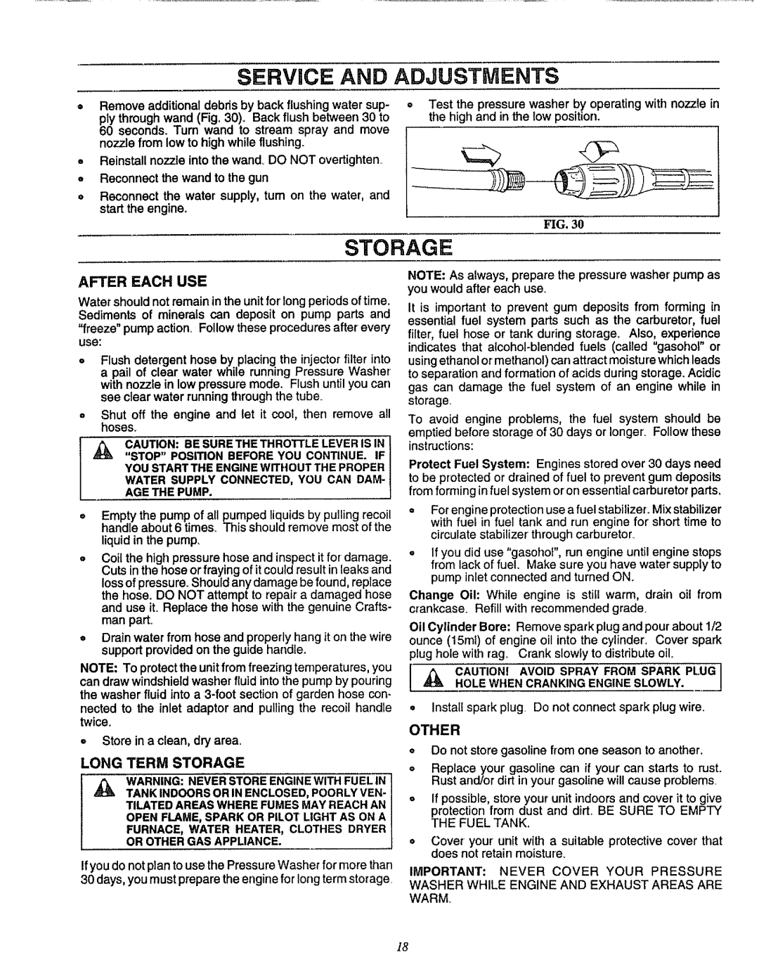 Craftsman 580.751781 owner manual After Each USE, Long Term Storage, HE Fuel Tank, Warm 