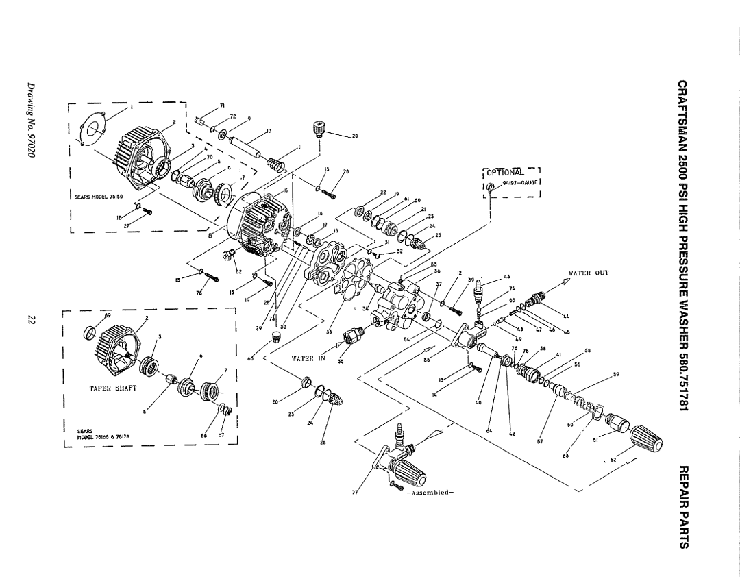 Craftsman 580.751781 owner manual Taper Shaft 