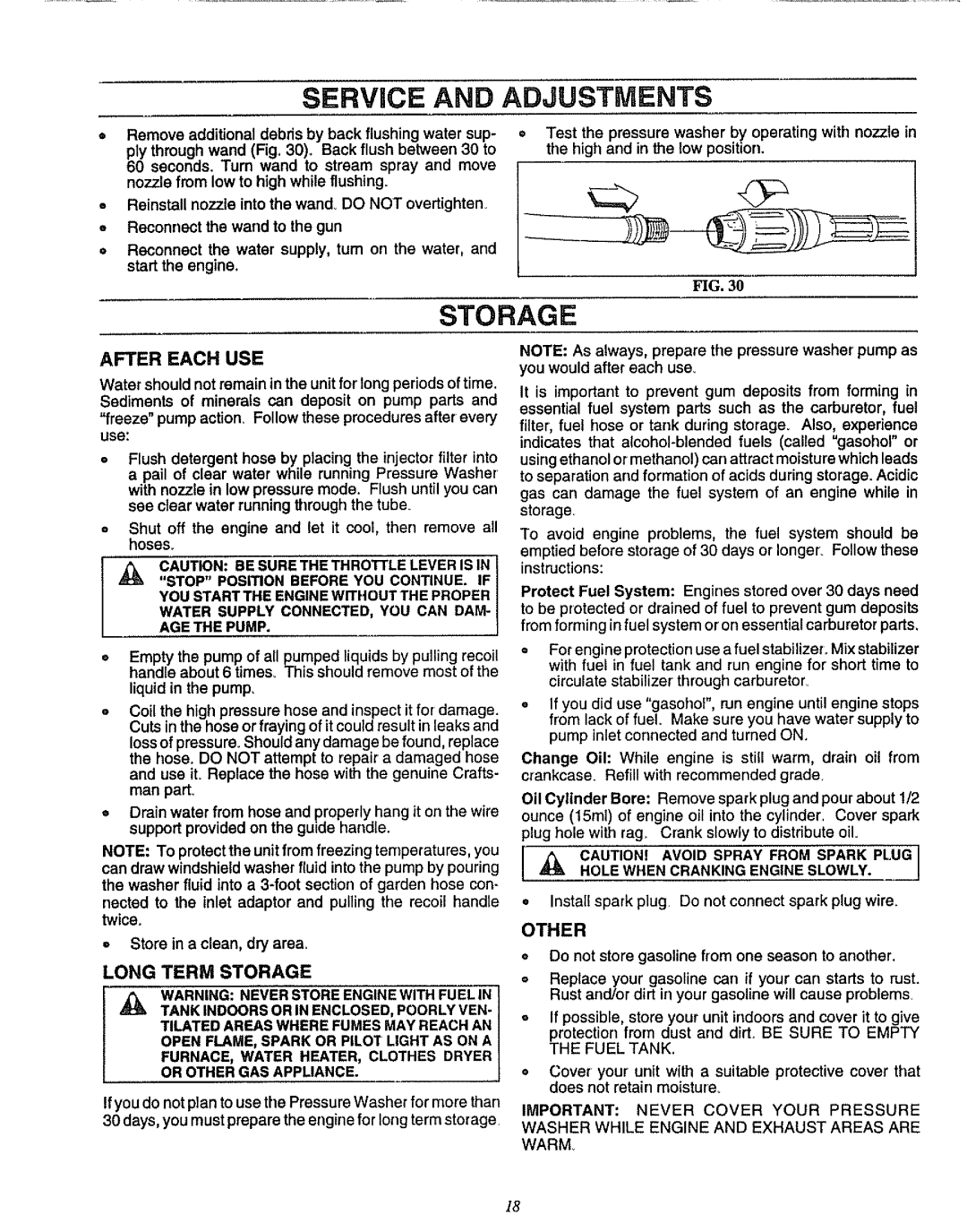 Craftsman 580.751781 owner manual After Each Use, Long Term Storage, Other, Service And Adjustments 