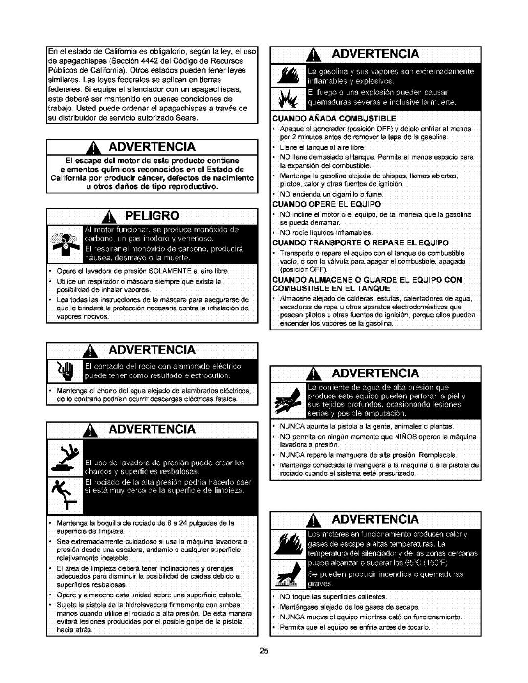 Craftsman 580.752 owner manual Peligro, Advertencia 