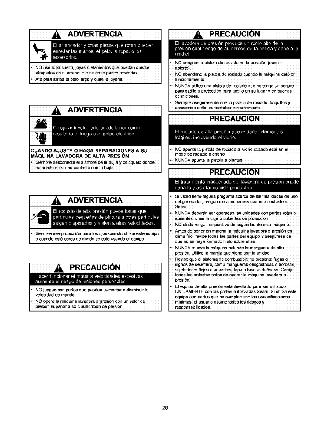 Craftsman 580.752 owner manual Precaucion 