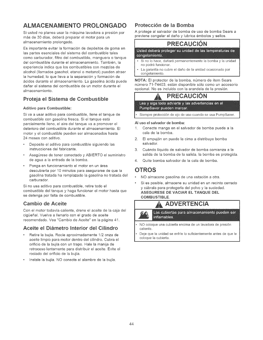 Craftsman 580.75201 owner manual Almacenamiento Prolongado, Otros 