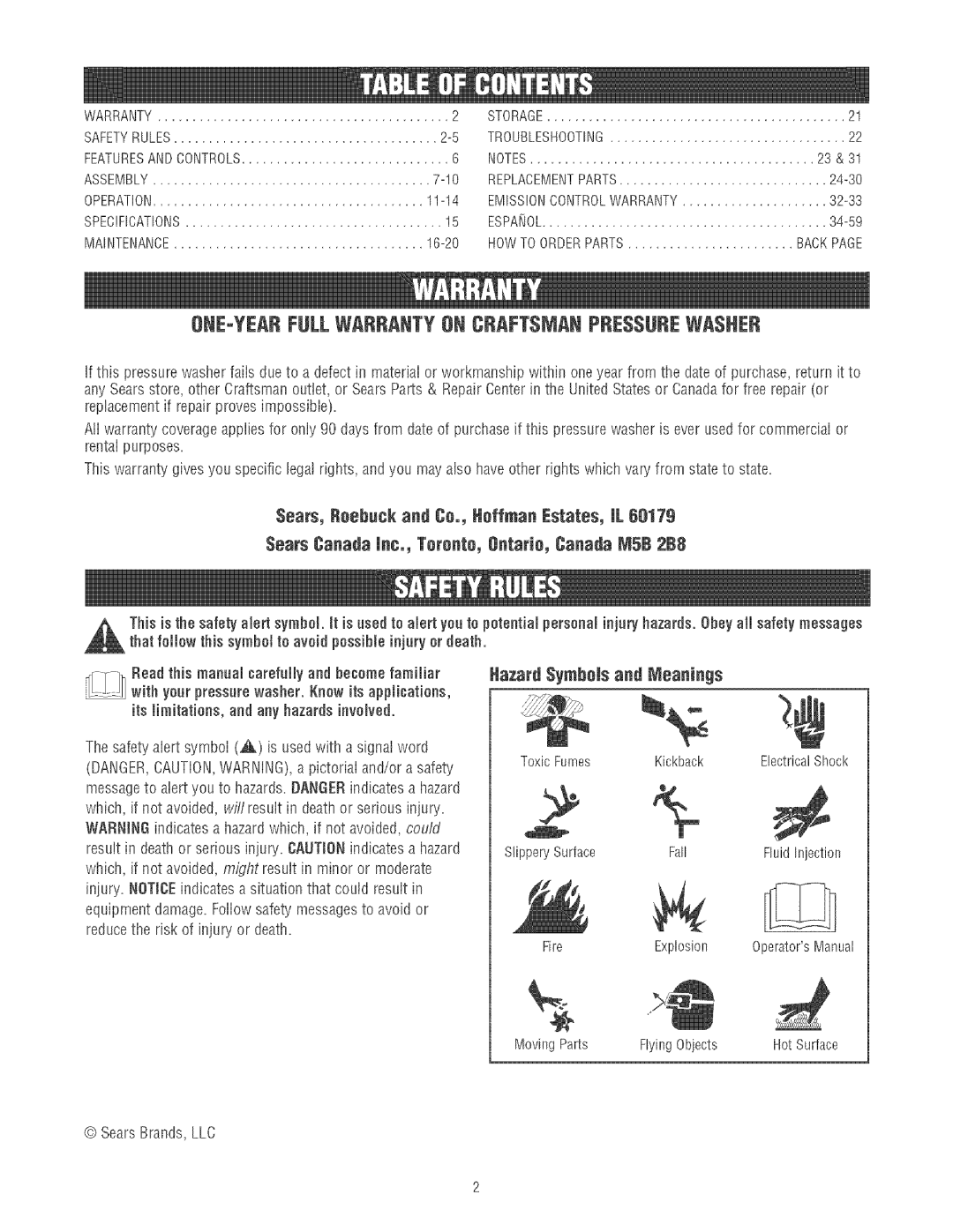 Craftsman 580.75213 manual Hazard $ymhomsand Meanings, Its limitations, and any hazards involved 