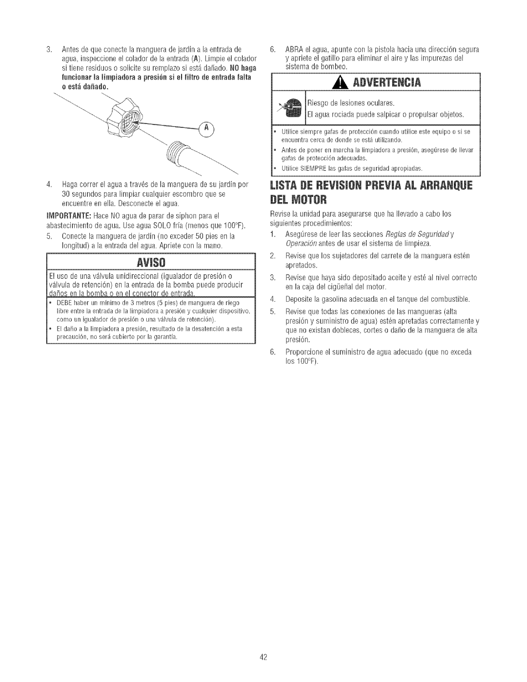 Craftsman 580.75213 manual AVl$O, EiSTADEREViSiONPREViA Aearranque DEEt Otor 