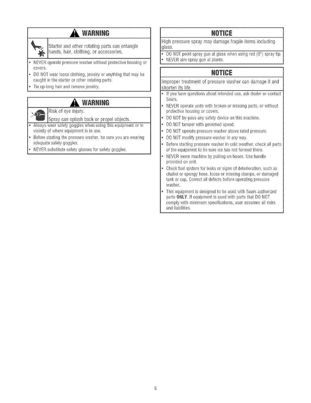 Craftsman 580.75213 manual Tankorcap. Correctalldefectsbeforeoperatingpressure washer 