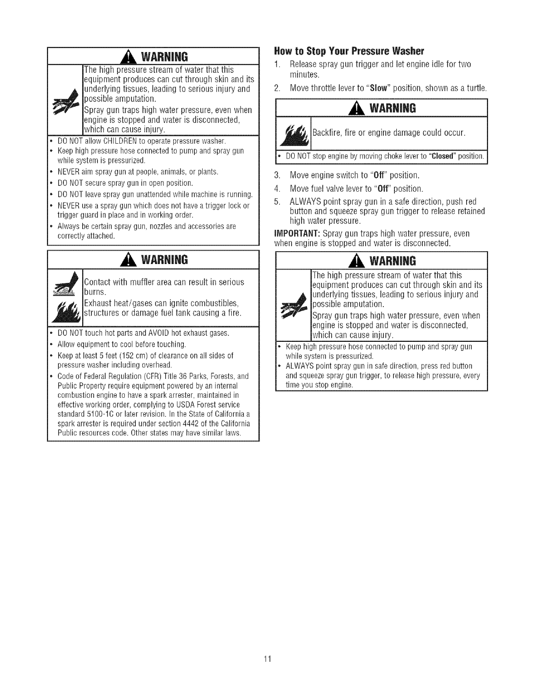 Craftsman 580.7523 manual Warhjhg, How to Stop Your Pressure Washer 