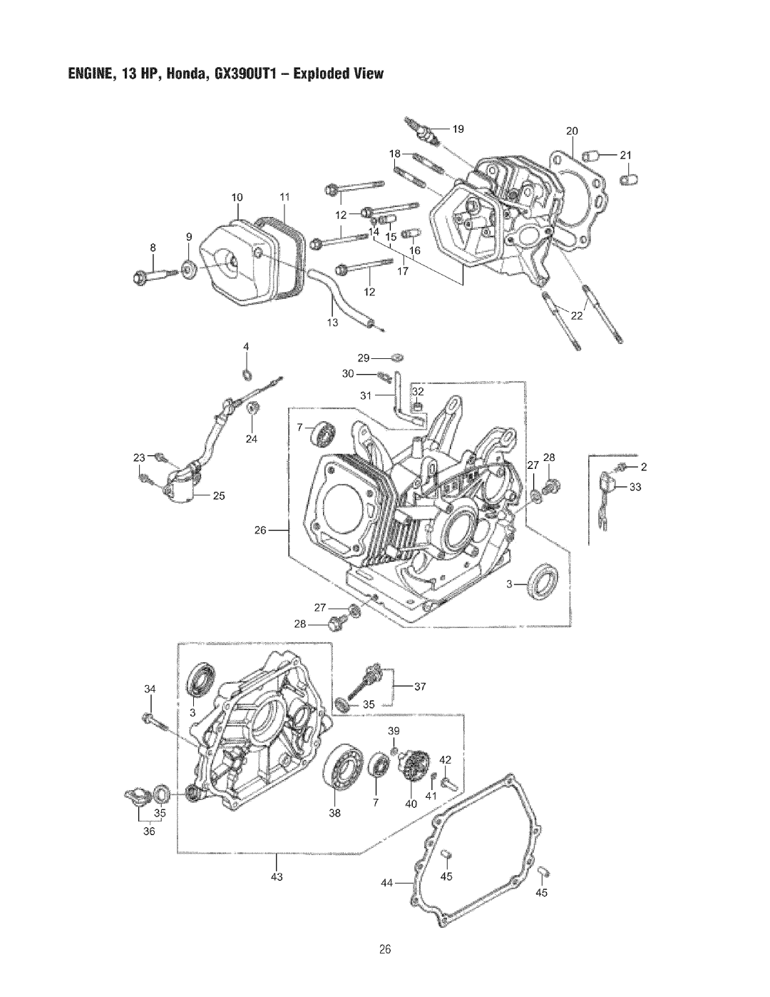 Craftsman 580.7523 manual EHGIHE, 13 HP, Honda, GX390UT1 Exploded View 