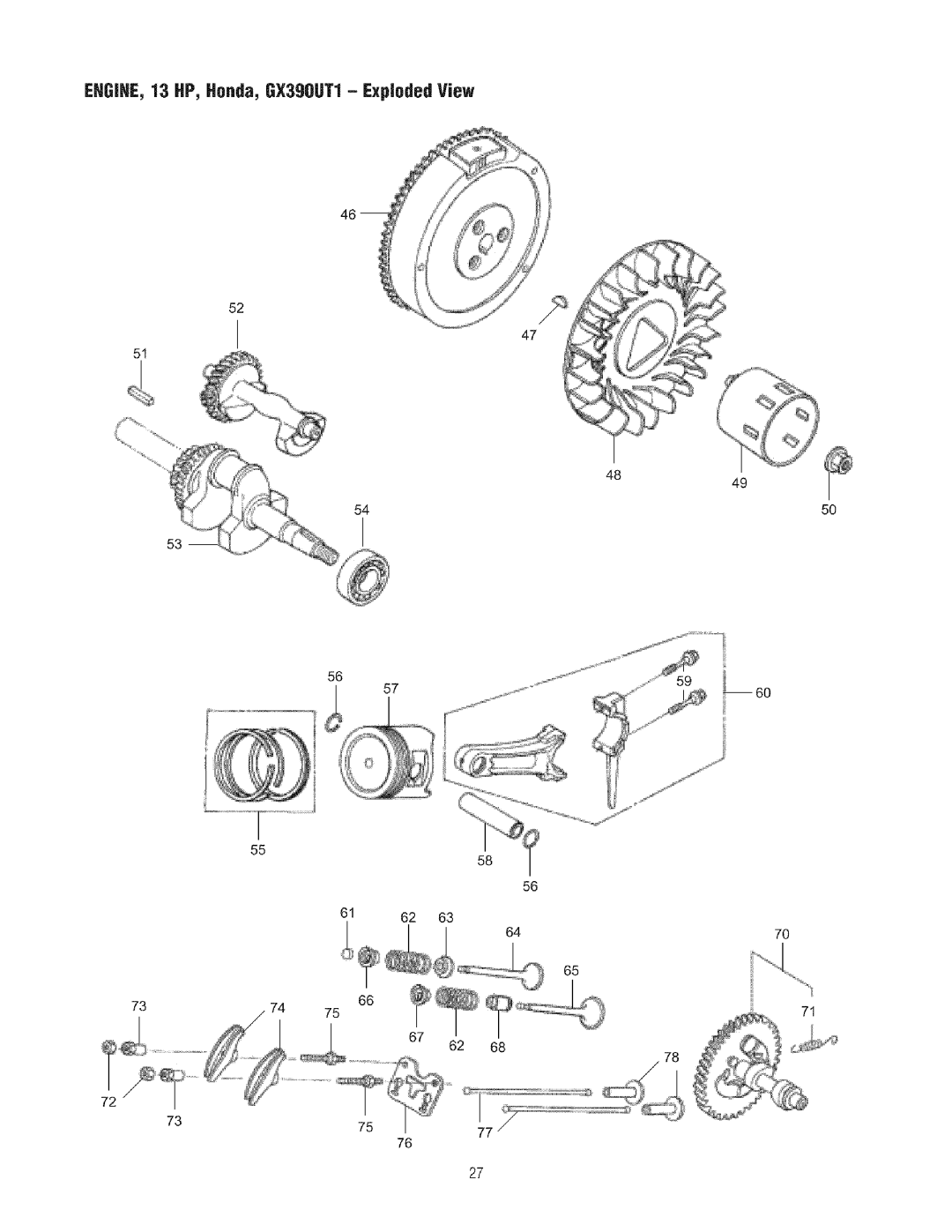 Craftsman 580.7523 manual EHGIHE, 13 HP, Honda, GX39OUT1- Exploded View 