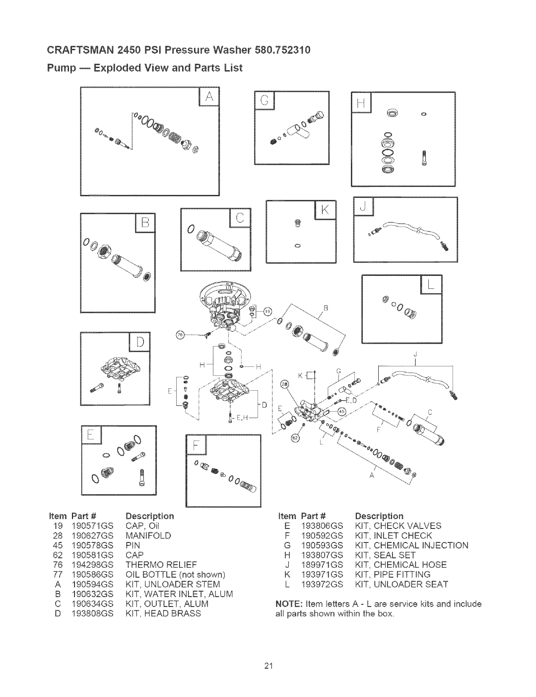 Craftsman 580.75231 owner manual Manifold 