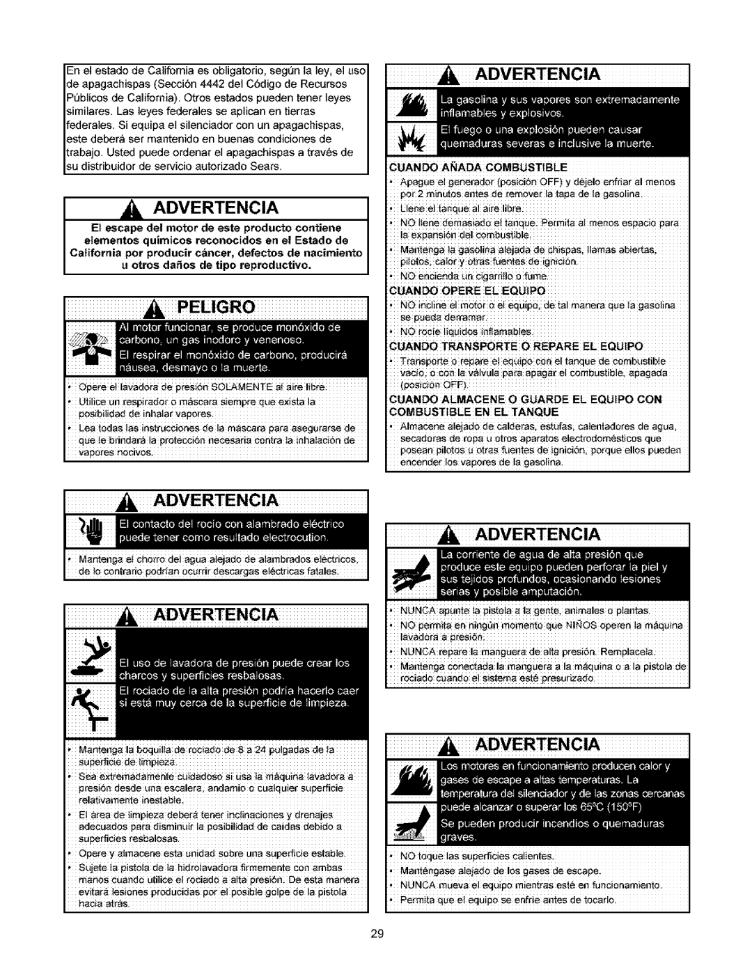 Craftsman 580.753 manual Peligro, Advertencia 