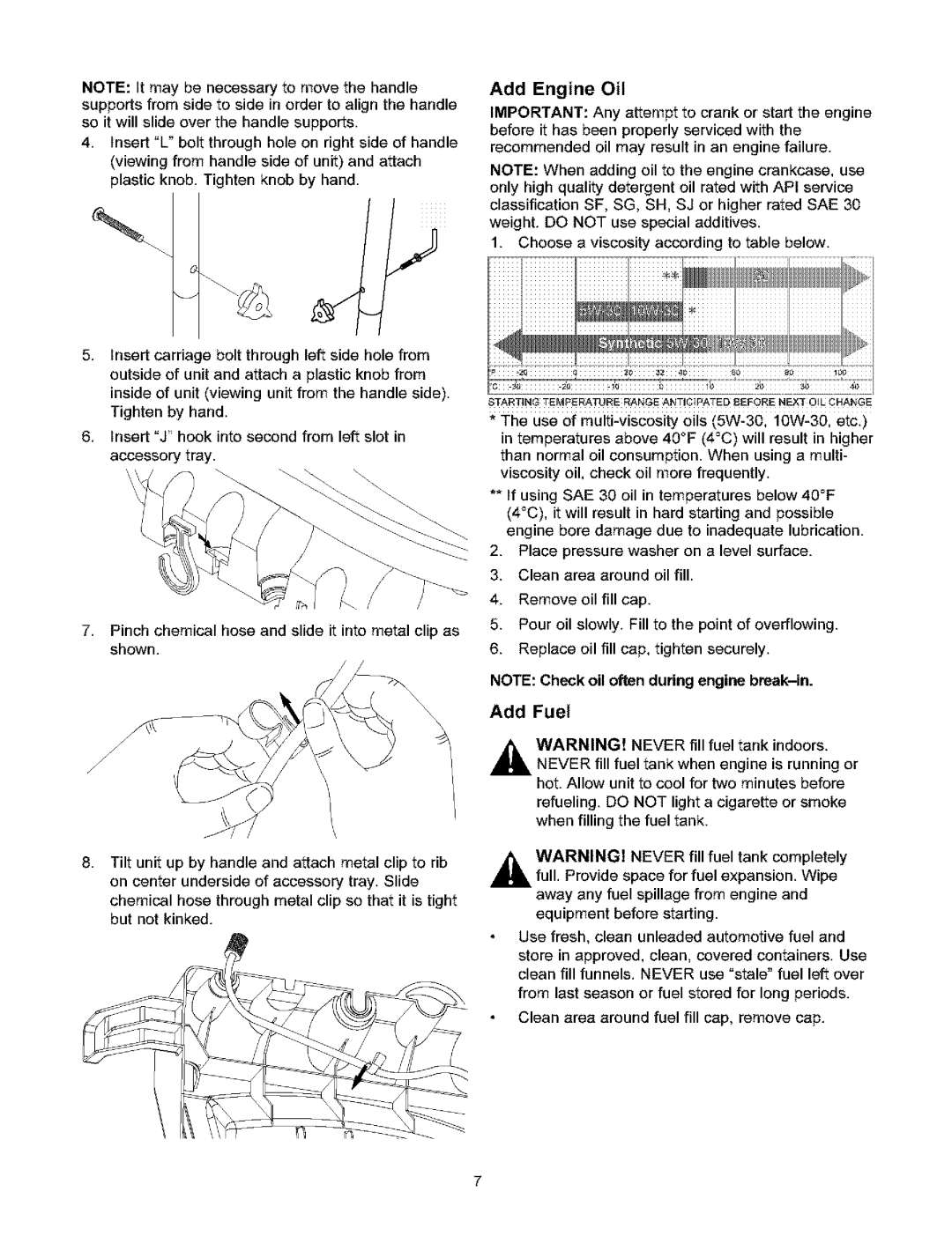 Craftsman 580.753 manual Add Fuel, Add Engine Oil 