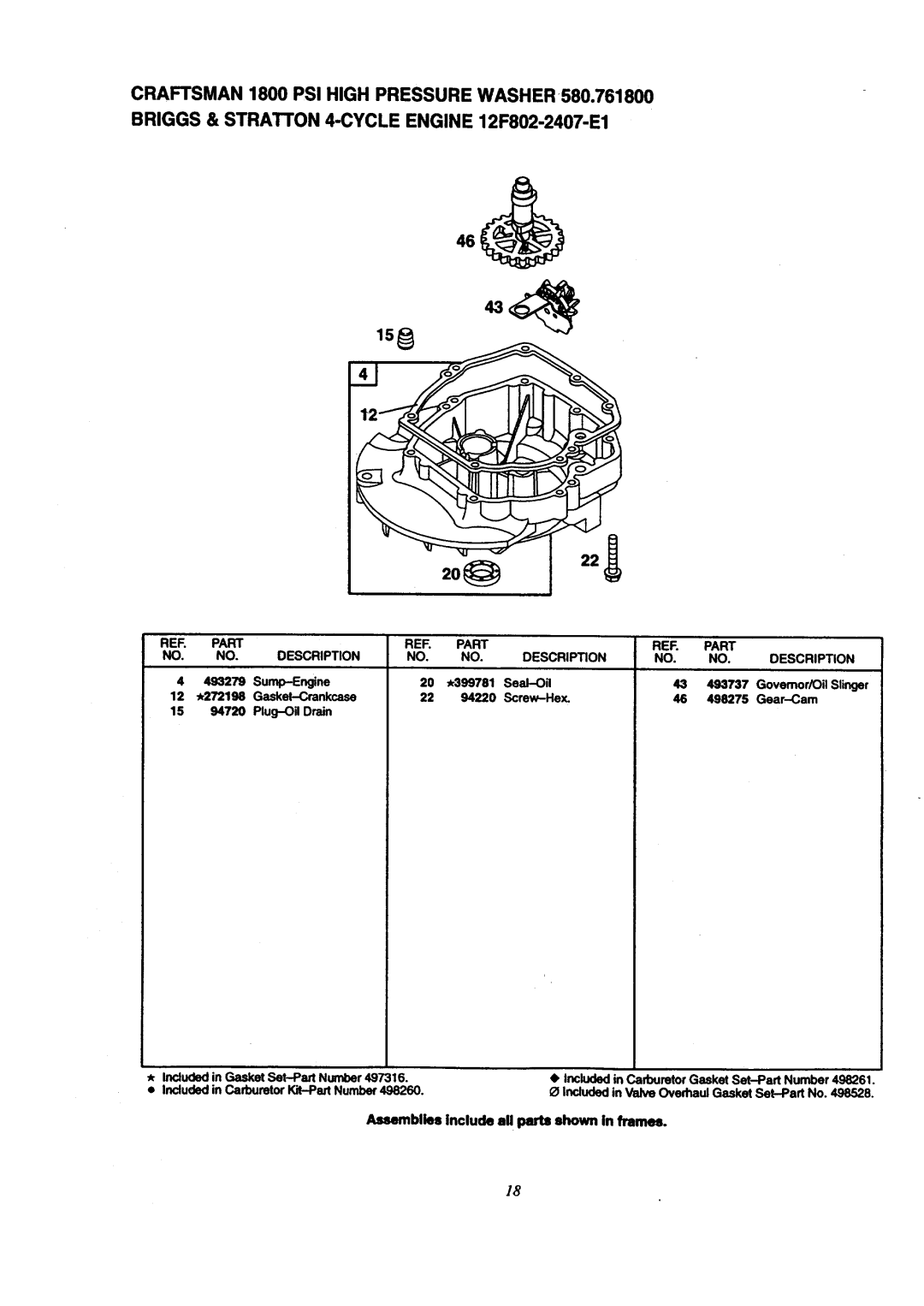 Craftsman 580.7618 owner manual RER Part Description 